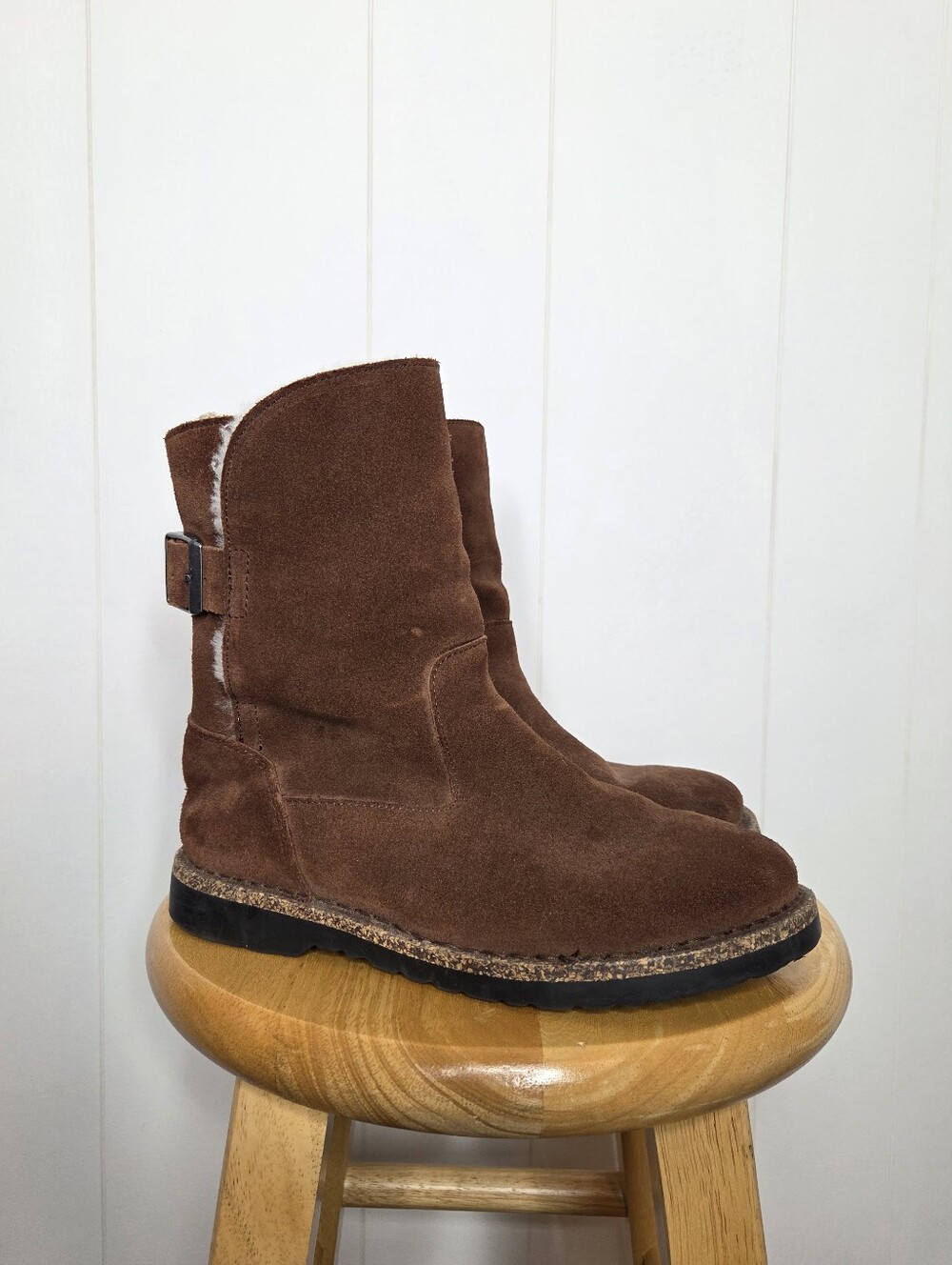 Birkenstock Espresso Brown Uppsala Shearling Suede Leather Boots Size 36